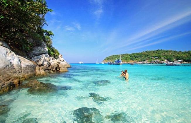 Beach with cool blue sea water